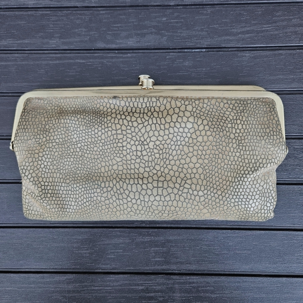 HOBO International Lauren Clutch Wallet Exotic Snakeskin Gold Organizer Bag